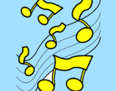Desenho Notas na escala musical pintado por de hsm