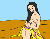 Desenho Mãe e filho  pintado por maria alice