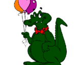 Desenho Crocodilo com balões pintado por Starsky 