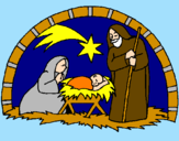 Desenho Manjedoura de natal pintado por eva