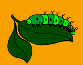 Desenho Lagarta numa folha pintado por joão miguel