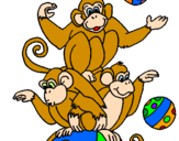 Desenho Macacos a fazer malabarismos pintado por Fe