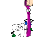 Desenho Dentes e escova de dentes pintado por vanessa