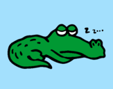 Desenho Crocodilo a dormir pintado por fixarolas