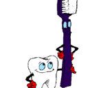 Desenho Dentes e escova de dentes pintado por luana