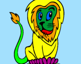 Desenho Leão pintado por Amanda