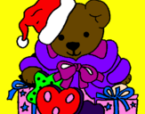 Desenho Ursinho com gorro natalício pintado por Milinha