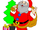 Desenho Santa Claus e uma árvore de natal pintado por DAVI