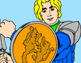 Desenho Cavaleiro com escudo de leão pintado por natalia