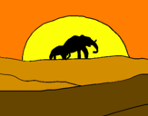 Desenho Elefante ao amanhecer pintado por layla