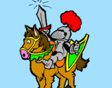 Desenho Cavaleiro a alçar a espada pintado por henryque