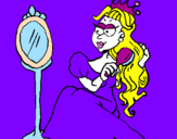 Desenho Princesa e espelho pintado por barbie