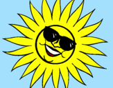 Desenho Sol com óculos de sol pintado por DANIEL