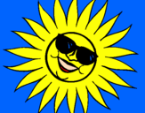 Desenho Sol com óculos de sol pintado por FELIZ