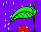 Desenho Joaninha protegida da chuva pintado por tigresa
