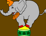 Desenho Elefante em cima de uma bola pintado por lulu