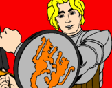 Desenho Cavaleiro com escudo de leão pintado por martha