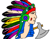 Desenho Índio com grandes plumas pintado por sergio