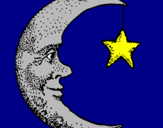 Desenho Lua e estrela pintado por catarina dias