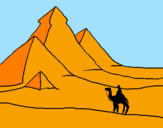 Desenho Paisagem com pirâmides pintado por pedro