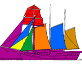 Desenho Veleiro de três mastros pintado por sofia