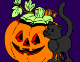 Desenho Abóbora e gato pintado por gabriella montez