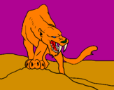 Desenho Tigre com dentes afiados pintado por gabrielly naomii