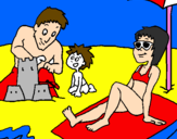 Desenho Família férias pintado por debora