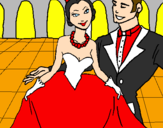 Desenho Princesa e príncipe no baile pintado por joyce