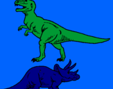 Desenho Tricerátopo e tiranossauro rex pintado por guilherme  cruz  carvalho