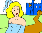 Desenho Princesa e castelo pintado por rafinha