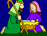 Desenho Adoram o menino Jesús pintado por catarina
