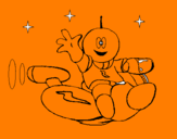 Desenho Marciano numa moto espacial pintado por LUCIA