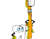 Desenho Dentes e escova de dentes pintado por lala