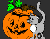 Desenho Abóbora e gato pintado por talita