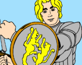 Desenho Cavaleiro com escudo de leão pintado por luis