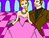 Desenho Princesa e príncipe no baile pintado por joana