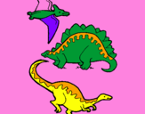 Desenho Três classes de dinossauros pintado por iury