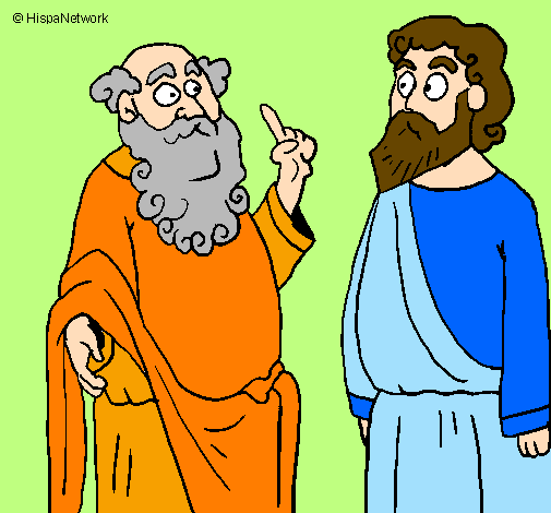 Desenho Sócrates e Platão pintado por Eduardo