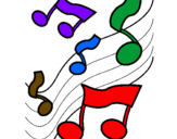 Desenho Notas na escala musical pintado por larryssa