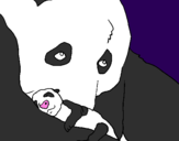 Desenho Urso panda com a sua cria pintado por sa