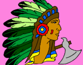 Desenho Índio com grandes plumas pintado por jéssica