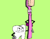 Desenho Dentes e escova de dentes pintado por aninha