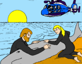 Desenho Resgate baleia pintado por RENATA