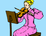 Desenho Dama violinista pintado por Lara Camargo