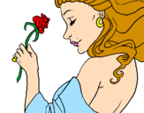 Desenho Princesa com uma rosa pintado por princesa 