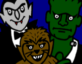 Desenho Personagens Halloween pintado por guillermo