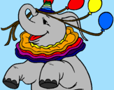 Desenho Elefante com 3 balões pintado por Lipe