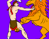 Desenho Gladiador contra leão pintado por joao vitor fp