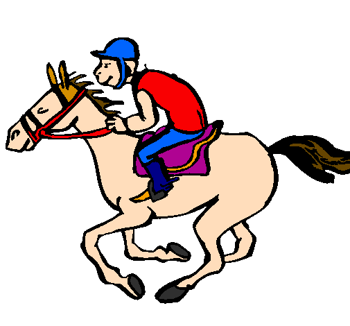Desenho de Corrida de cavalos pintado e colorido por Usuário não
